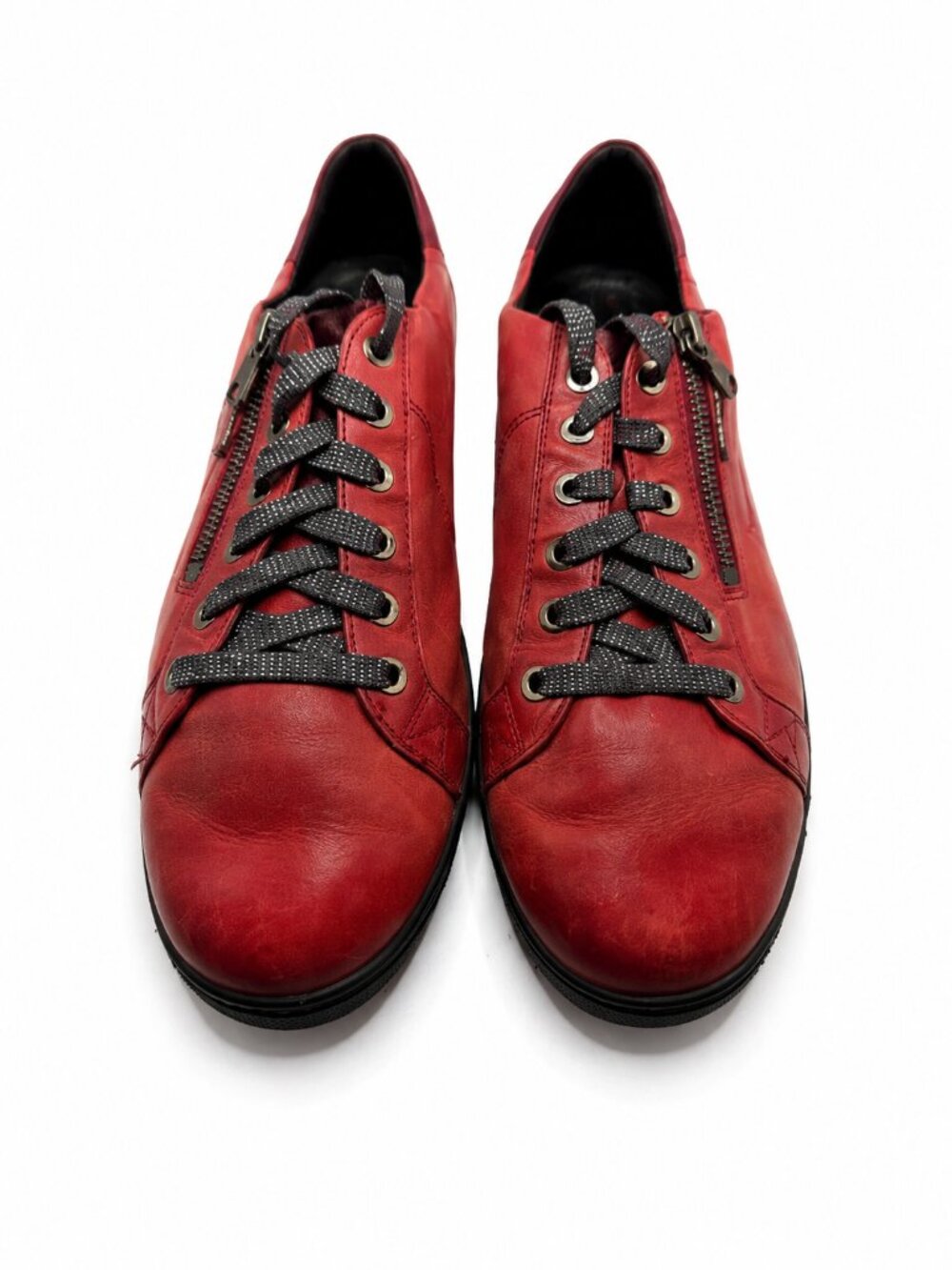 Mephisto Mobils Genuine Leather Side Zip Sneakers Red EU 38.5 / US 8